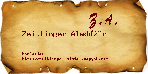 Zeitlinger Aladár névjegykártya